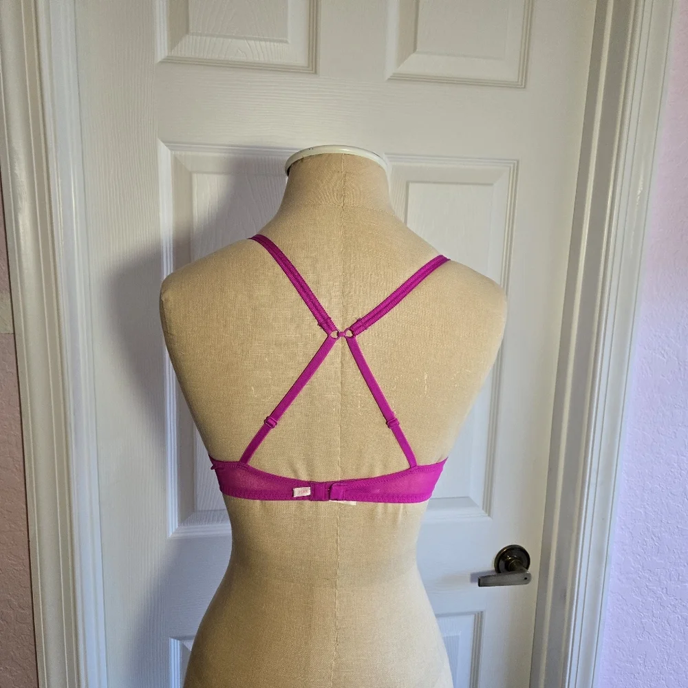 Victoria's Secret Magenta Pink‎ Covertible Bra Size 36 B PINK Lace Lingerie